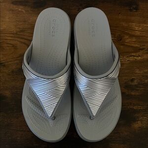 CROCS Women's Silver and Gray Sandals